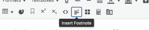 Screenshot showing icon for Insert Footnote